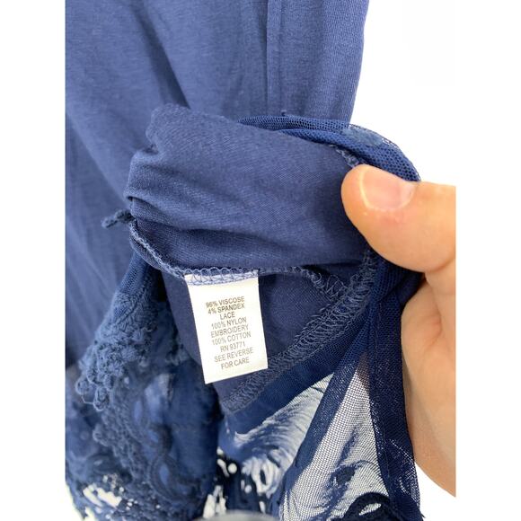 Kaktus Tank Top Womens Sz Large Navy Blue Lace Hem Scoop Neck NEW - Picture 5 of 6